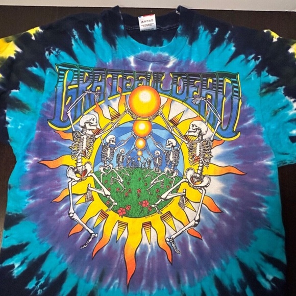 Vintage Grateful Dead Summer Tour 1991 Tie Dye T-Shirt David Opie Size L - Picture 2 of 13